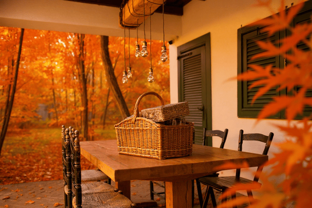 Chillinn Rosé Cottage ősszel teraszon